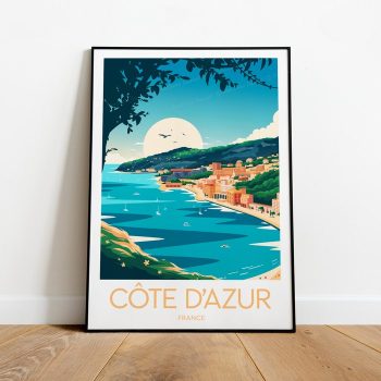 Côte DAzur Travel Canvas Poster Print - France French Riviera Côte DAzur Print Côte DAzur Poster